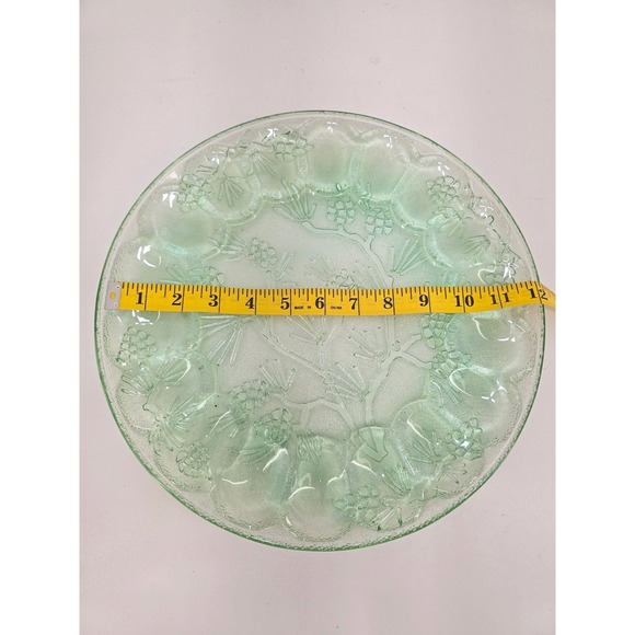 Vintage Green Depression Glass Plate Floral Grapevine 10 Inch - Picture 3 of 3